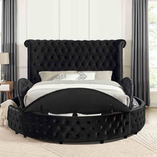 Load image into Gallery viewer, Glam Button Tufted Wingback Round Bed With Storage And USB Ports