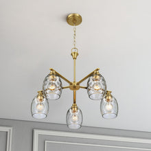 Load image into Gallery viewer, 5 Lights Linear Arms With Chain Chandelier - Clear / Gold