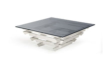 Load image into Gallery viewer, Smoked Glass Square Coffee Table - Silver And Dark Gray