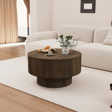 Load image into Gallery viewer, Modern Circular Coffee Table With Stripe Design And Storage Space