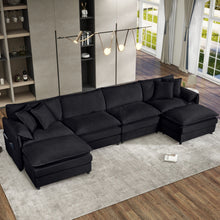 Load image into Gallery viewer, Modern Comfy Deep Seat Modular Sectional Sofa Cloud Couch With Ottoman