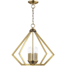 Load image into Gallery viewer, 20" Five Light Dimmable Chandelier With Shades - Antiqued Brass