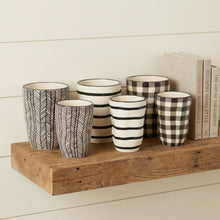 Load image into Gallery viewer, Geometric Round Pot Planters (Set of 6) - Black / Ivory