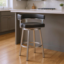 Load image into Gallery viewer, 34" Faux Leather Swivel Low Back Counter Height Bar Chair - Gray / Silver