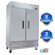 Load image into Gallery viewer, 54" Commercial Freezer 49 Cu.Ft With 2 Solid Door Reach-In Freezers Stainless Steel Etl Approved Upright Freeze Storage - Silver