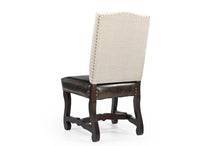 Load image into Gallery viewer, Wood Leather Linen Dining Side Chairs (Set of 2) - Dark Brown