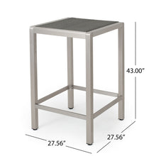Load image into Gallery viewer, Outdoor 43" Aluminum Bar Table With Rattan Table Top - Gray / Silver