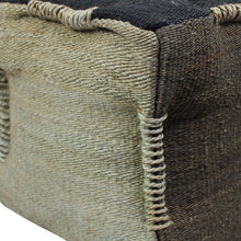 Load image into Gallery viewer, Jute Cube Pouf Ottoman - Black And Taupe