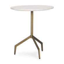 Load image into Gallery viewer, Stone And Iron Oval End Table - White / Gold