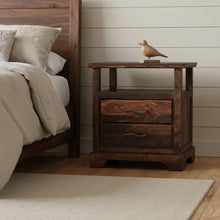 Load image into Gallery viewer, Two Drawer Solid Wood Nightstand - Dark Brown