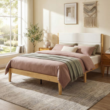 Load image into Gallery viewer, Platform Bed Frame With Upholstered Headboard, Slat Support