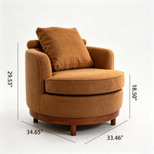 Load image into Gallery viewer, Rotatable Round Barrel Accent Chair With Adjustable Headrest - Orange / Dark Brown