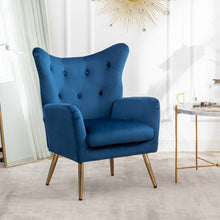 Load image into Gallery viewer, Sovarol - Velvet Button-Tufted Wing Back Accent Chair - Blue