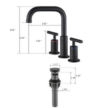 Load image into Gallery viewer, Widespread Bathroom Sink Faucet With Pop Up Drain And Brass Construction - Matte Black