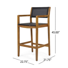 Load image into Gallery viewer, Outdoor Barstool With Woven Wicker And Frame (Set of 2) - Teak