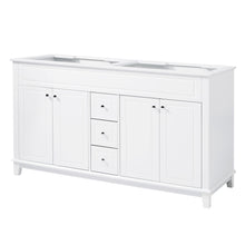 Load image into Gallery viewer, Bathroom Vanity Cabinet Only, 3 Drawers & 4 Doors With Double Layer Shelves - White