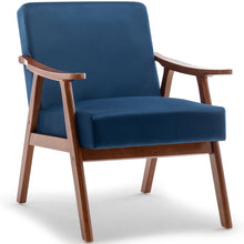 Load image into Gallery viewer, Mid Century Modern Accent Chair With Solid Wood Frame And Extra Thick Backrest