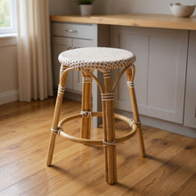 Load image into Gallery viewer, Rattan Backless Counter Height Bar Chair - White And Natural