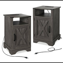 Load image into Gallery viewer, Farmhouse Nightstand, Charging Station & Storage