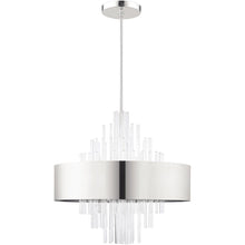 Load image into Gallery viewer, 28" Ten Light Dimmable Chandelier With Shades - Nickel