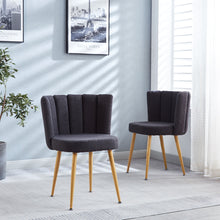 Load image into Gallery viewer, Modern Dining Chair (Set of 2) With Iron Tube Wood Color Legs, Shorthair Cushions And Comfortable Backrest, Suitable For Dining Room, Living Room, Cafe, Simple Structure