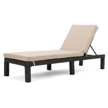 Load image into Gallery viewer, Puerta - Chaise Lounge Frame Cushion Outdoor Wicker Iron - Beige / Dark Brown
