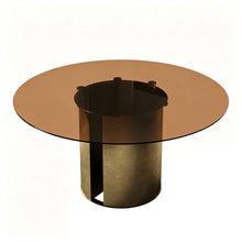 Load image into Gallery viewer, Modern Round Dining Table Set With Glass Top And Steel Legs