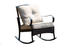 Load image into Gallery viewer, Steel Patio Rocking Chair With Beige Cushion - Black