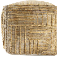 Load image into Gallery viewer, 18" Jute Blend Cube Striped Pouf Ottoman - Natural