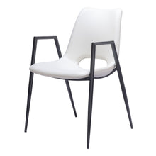 Load image into Gallery viewer, Upholstered Faux Leather Open Back Dining Arm Chairs (Set of 2) - White