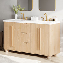 Load image into Gallery viewer, Double Sink Bathroom Vanity With Sinks, Soft Close Doors & 3 Drawers - Wood