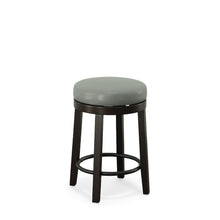 Load image into Gallery viewer, Faux Leather And Solid Wood Swivel Backless Counter Height Bar Chairs (Set of 2) - Gray And Espresso