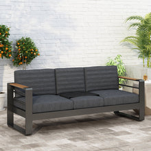 Load image into Gallery viewer, Giovanna - 3 Seater Sofa With Aluminum Frame And Water Repellence Cushions - Black