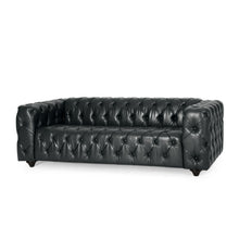 Load image into Gallery viewer, Comfy 3 Seat Sofa & Wooden Legs, For Living Room And Study - Black
