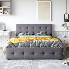 Load image into Gallery viewer, Upholstered Platform Bed With Classic Headboard And Drawers, No Box Spring Needed