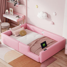 Load image into Gallery viewer, Platform Bed With Guardrail And Charging Station