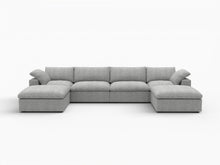 Load image into Gallery viewer, 160" 2 Piece Living Room Set Blend Modular Sofa With Ottoman Storage - Light Gray