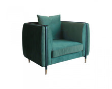 Load image into Gallery viewer, Velvet And Black Solid Color Arm Chair - Green