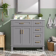 Load image into Gallery viewer, Modern Bathroom Vanity With Ceramic Sink, Soft Close Storage Cabinet