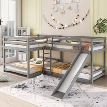 Load image into Gallery viewer, L-Shaped Bunk Bed With Slide And Short Ladder