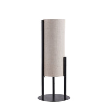 Load image into Gallery viewer, Metal Bedside Lamp With Beige Cylinder Shade - Black