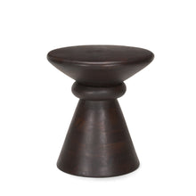 Load image into Gallery viewer, Solid Wood Round Pedestal End Table - Dark Brown