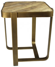 Load image into Gallery viewer, Solid Wood And Iron Square End Table - Brass And Brown