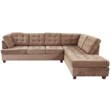 Load image into Gallery viewer, Truffle Waffle Suede Sectional Sofa With Tufted Cushions And Accent Pillows, Reversible Chaise - Neutral