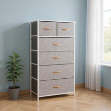 Load image into Gallery viewer, Steel And Fabric Six Drawer Chest - Gray / White