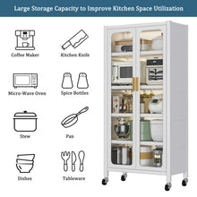 Load image into Gallery viewer, 6 Tier Storage Cabinet With Transparent Door, Adjustable Shelves & Wheels