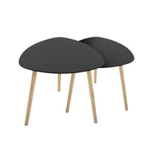 Load image into Gallery viewer, Wood Triangular End Tables (Set of 2) - Black / Natural