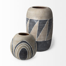 Load image into Gallery viewer, Abstract Cylinder Table Vase (397558) - Brown / White
