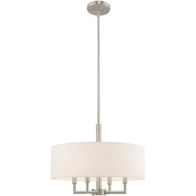 Load image into Gallery viewer, 23" Four Light Metal Dimmable Chandelier With Shades - Nickel / Cream
