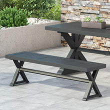 Load image into Gallery viewer, Modern Aluminum Outdoor Dining Bench With X Base